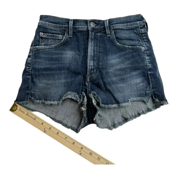 Agolde Anja Frayed Cutoff High Rise Denim Jean Shorts - Picture 8 of 11